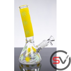 ANGLED NECK LEAF GLASS BEAKER WATER PIPE 8inch